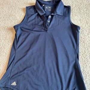Adidas Navy Sleeveless Polo Shirt